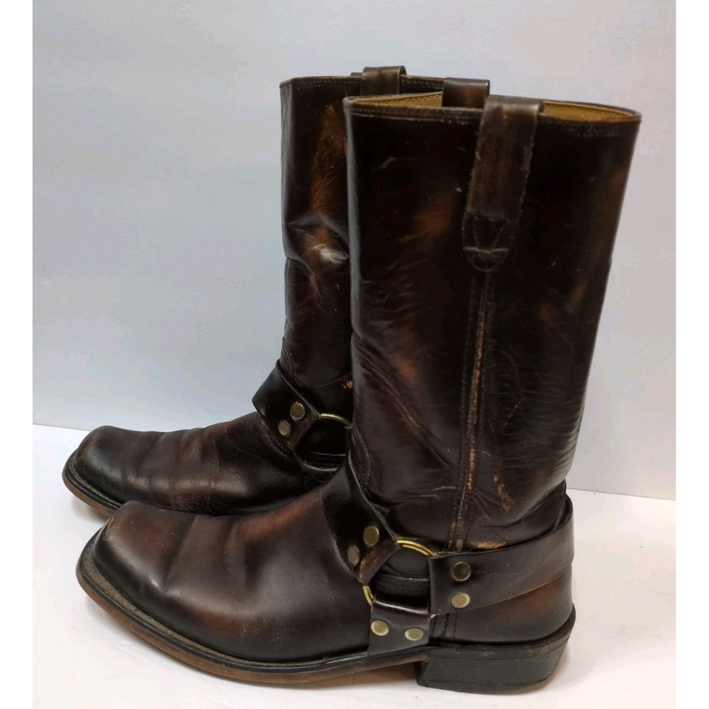 VTG USA-Made RODEO 32304 Square Toe Harness Roper-Style Leather Boots Sz 9 1/2 D